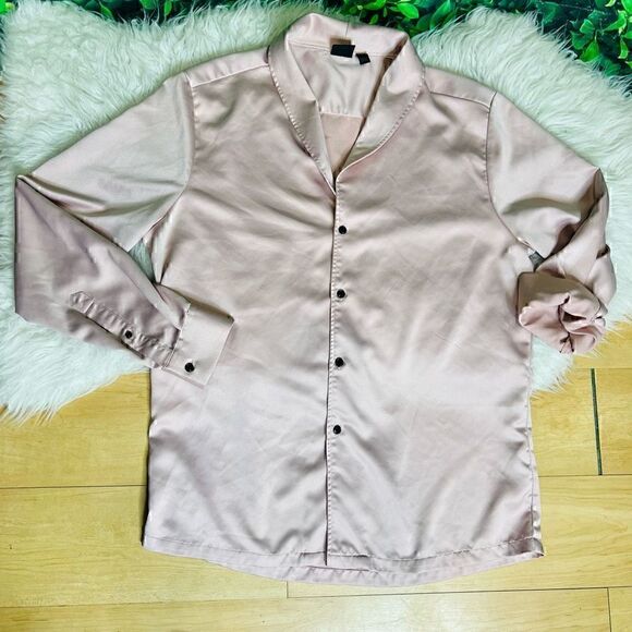 ASOS pink blush pajama satin style top size L - Picture 2 of 12